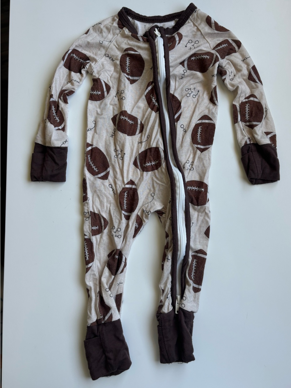Unknown brand bamboo football baby romper footie